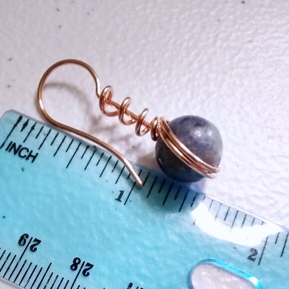 Copper Wrapped Blue Sodalite Dangle Earrings ~ Made for Jeans & Everyday Magic - Picture 9 of 13